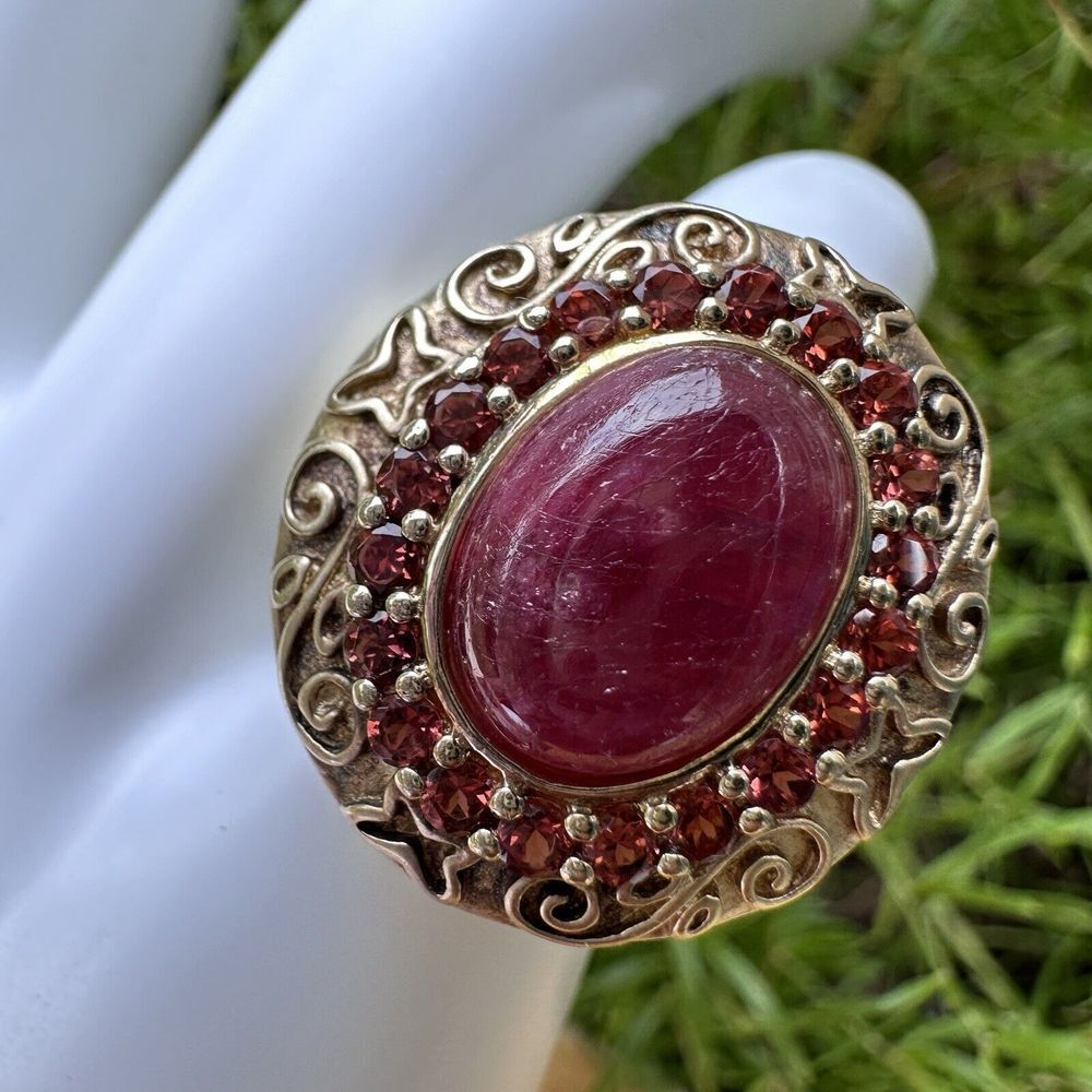 Ross Simons Accent Ring Ruby Cabochon Garnet Size… - image 5